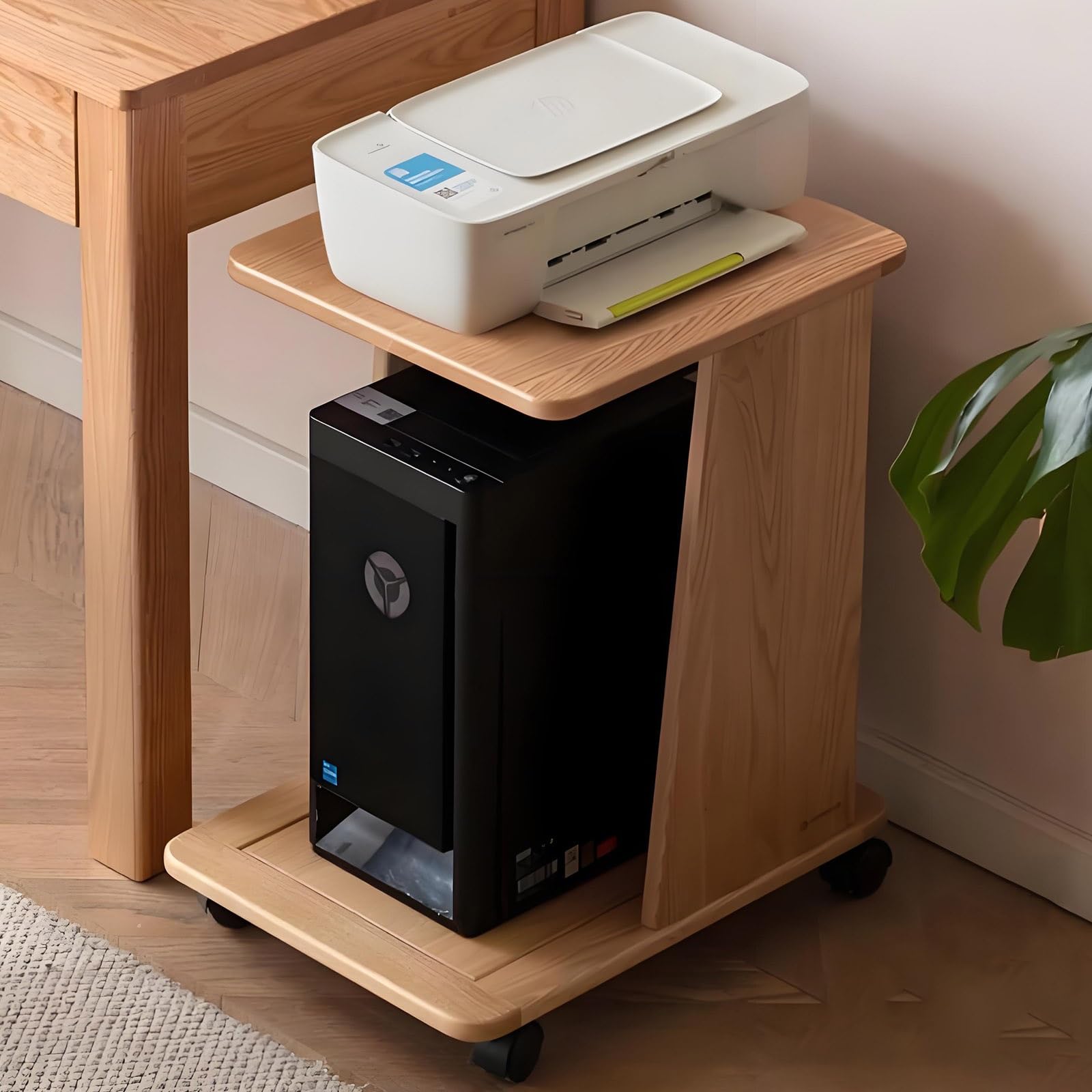 Chariot à roulettes meuble CD et vinyle avec étagère d'amplificateur réglable à 2 niveaux