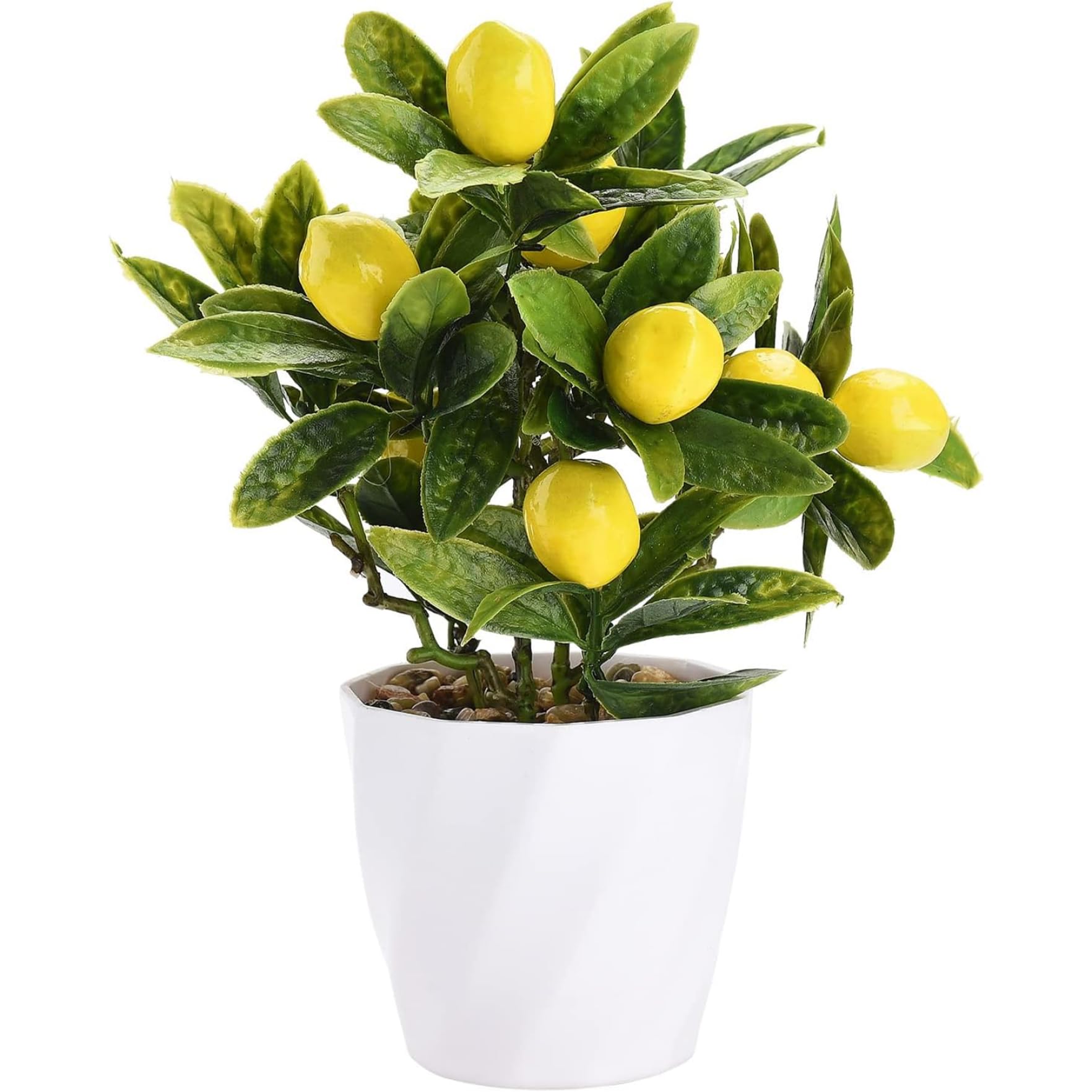 Artificial Potted Plants, 8.8 Inch Artificial Lemon Tree Potted Plants, Lemon Tree Fruit Bonsai Decorations for Home, Office, and Tabletop Decor
