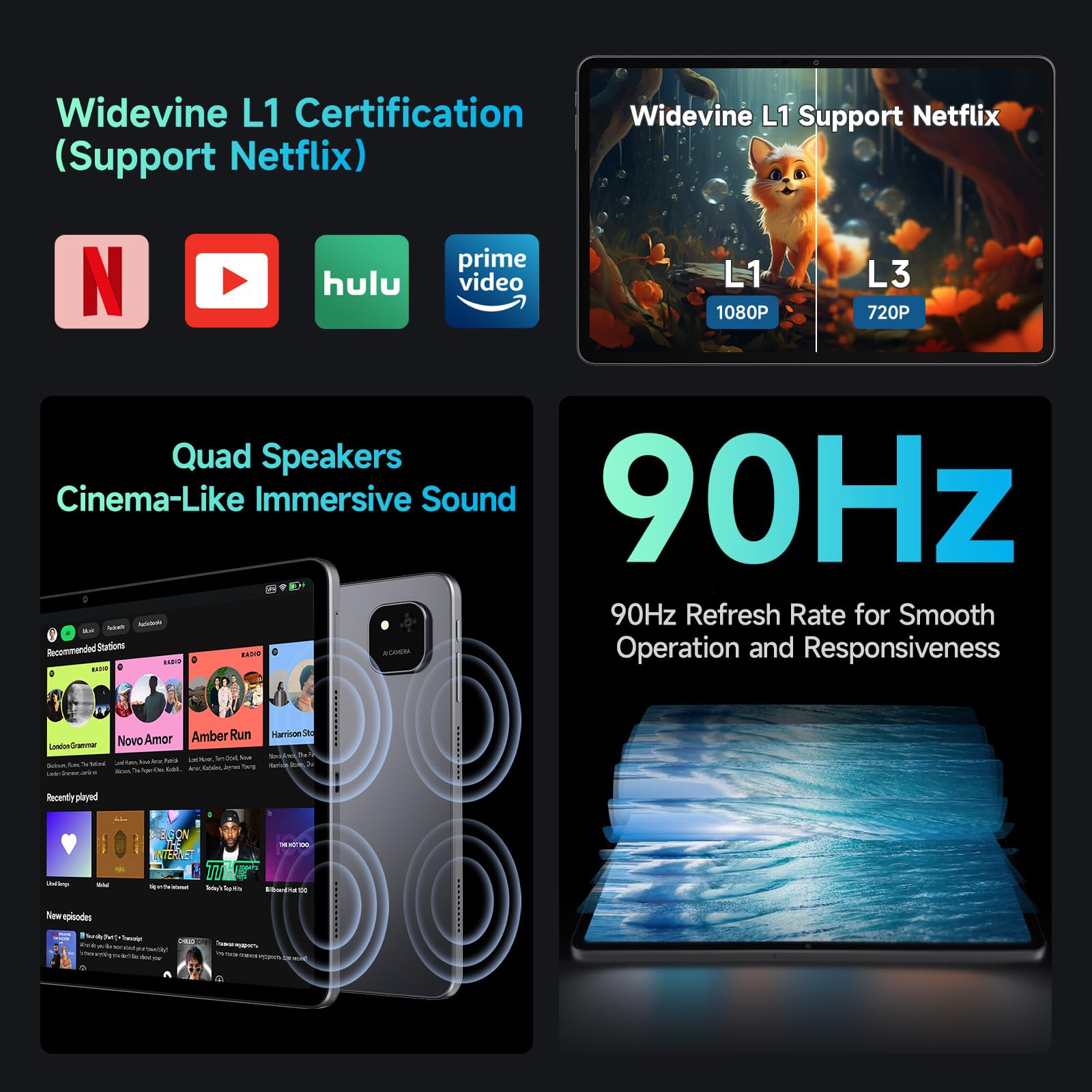 ALLDOCUBE iPlay60 Pad Pro 12.1" Tablet, 2560 * 1600 90Hz Reflex, modalità PC, riconoscimento facciale, Android 14, 10000mAh, ricarica rapida 33W, Widevine L1, 4 altoparlanti 8MP+16MP, 20GB+128GB+1TB