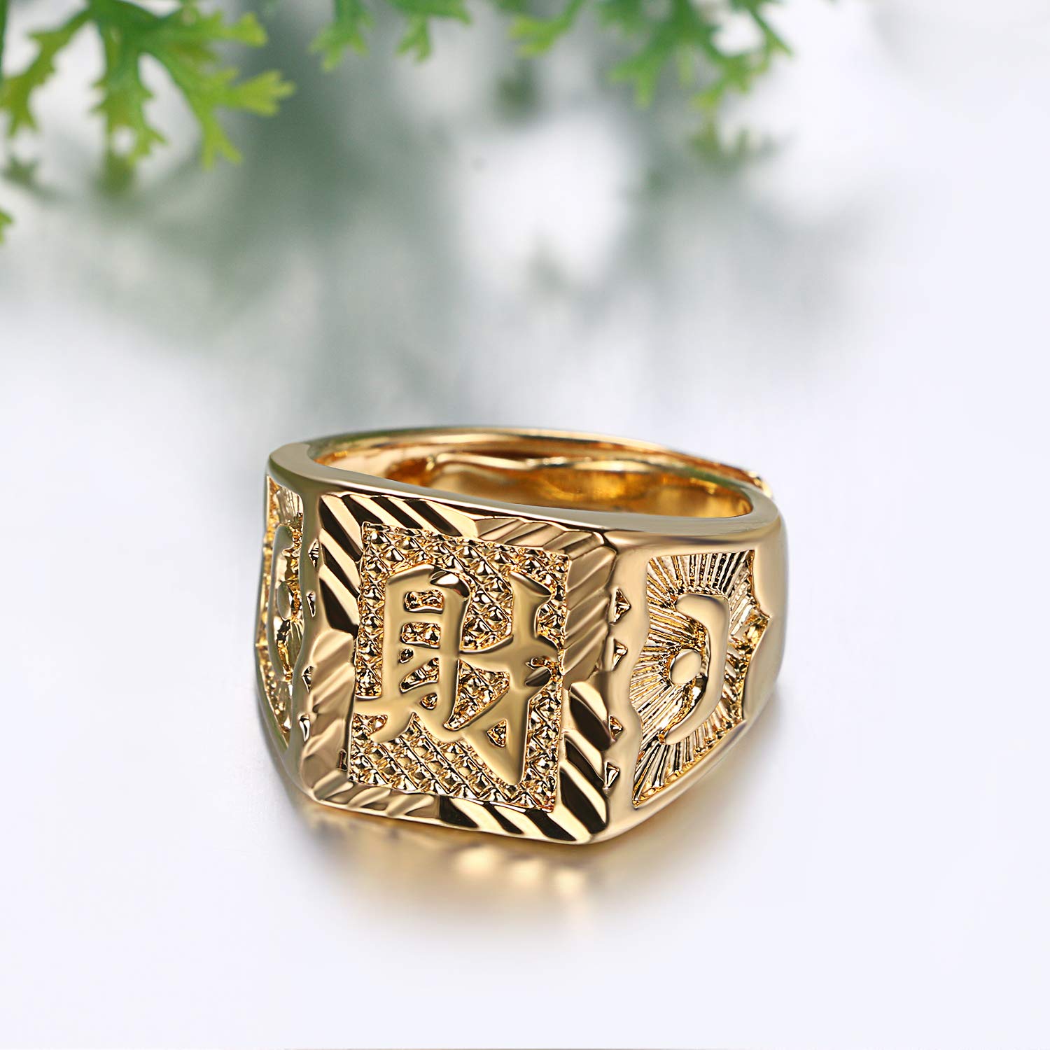JewelryWe Biżuteria 3 szt. męski pierścionek pozłacany, królestwo/szczęście/bogactwo, obrączka, sygnet, regulowany rozmiar, stal szlachetna, Nie zawiera kamieni szlachetnych