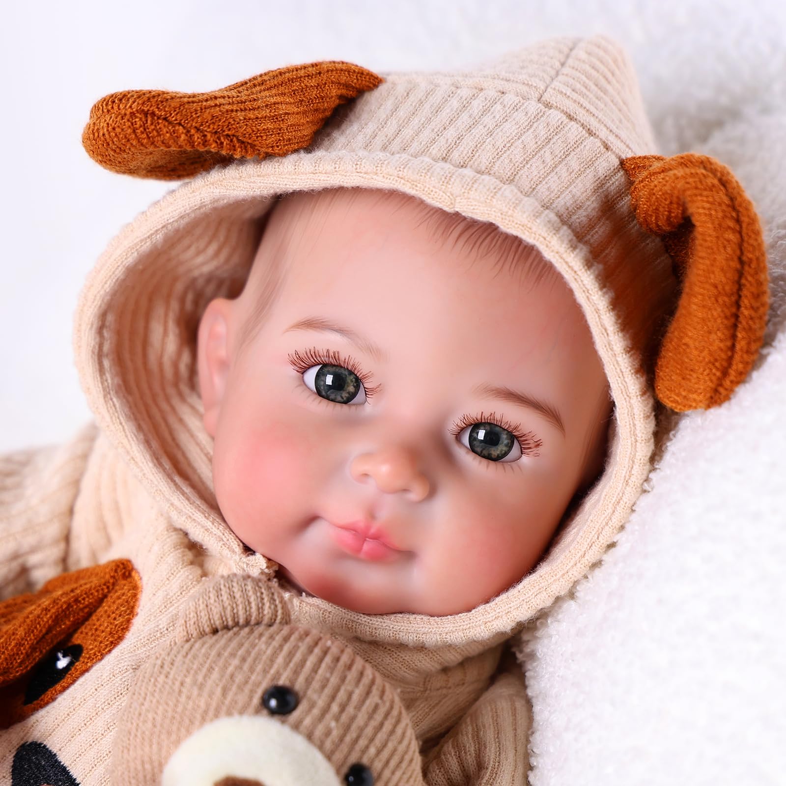 BABESIDE Lalki Reborn Male - 20 cali Reborn Mężczyzna z miękkim ciałem z tkaniny, realistyczna lalka dla niemowląt z strojem z motywem psa i akcesoriami, prezent dla dzieci od 3 lat