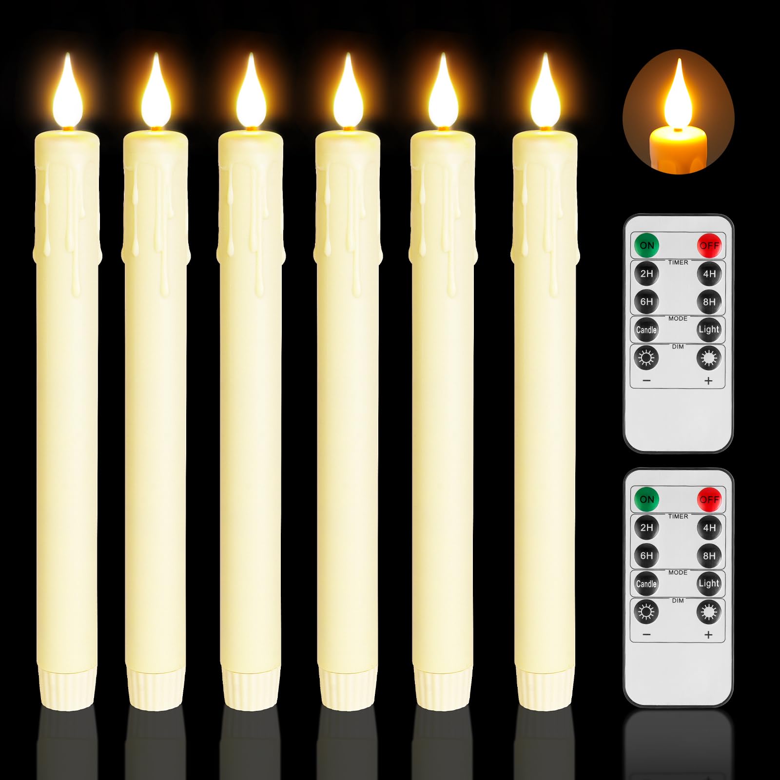 flintronic 6PCS Velas LED, Sin llama Velas, Velas led Efecto llama, Velas de Cera Real Marfil con Temporizador Remoto, Para Navidad, Pascua,Fiestas,Bodas