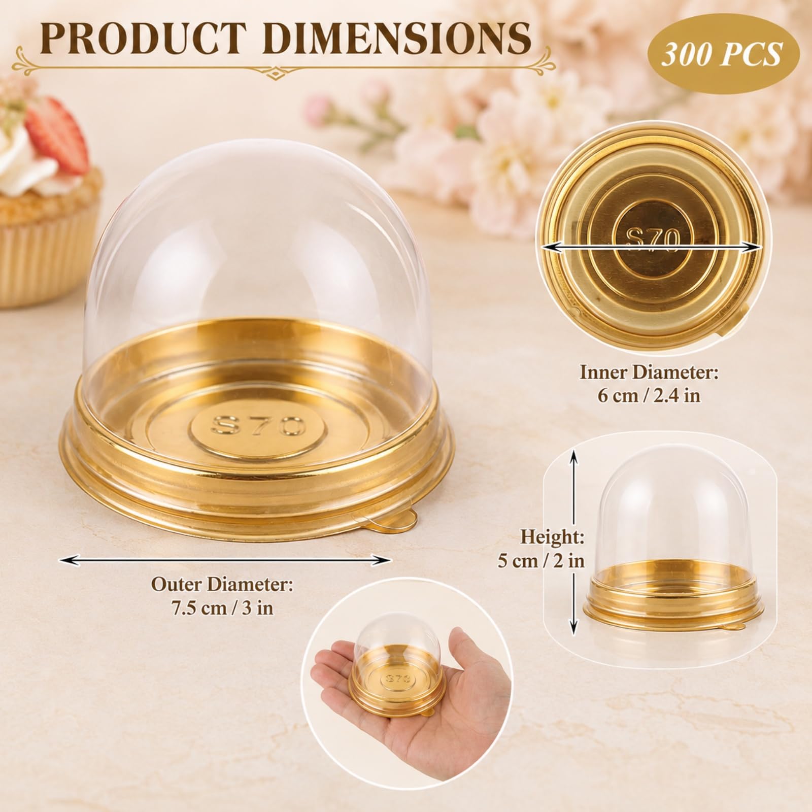 Mini Cake Boxes - 300 Pack Clear Containers -2 Mini Cake Boxes - 300 Pack Clear Containers -2