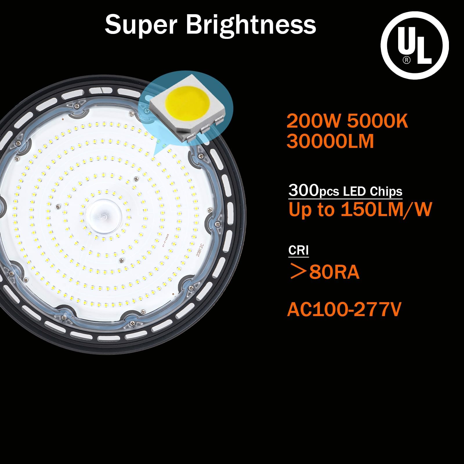 LED High Bay Lights 4 Pack - 100W Dimmable 21000LM UFO Lights For Warehouse & Workshop