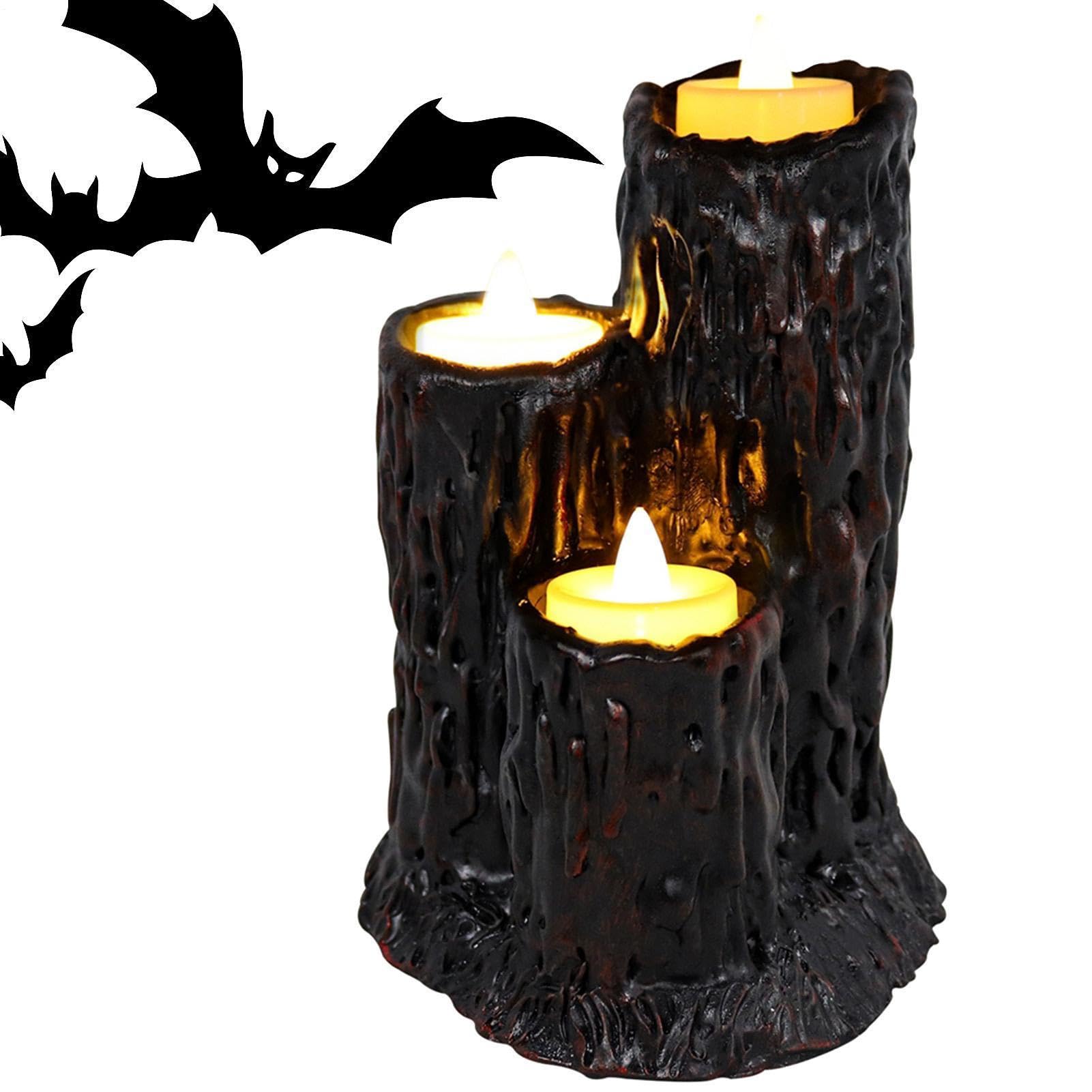 Generico LED Halloween LED Senza Fiamma A Forma Di Tronco In Resina