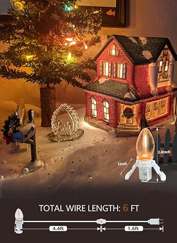 Miniatura 4 de Cable de accesorio con bombillas LED C7, cable de luz de molde de soplado de interior de 6 pies con enchufes macho y hembra para Halloween,