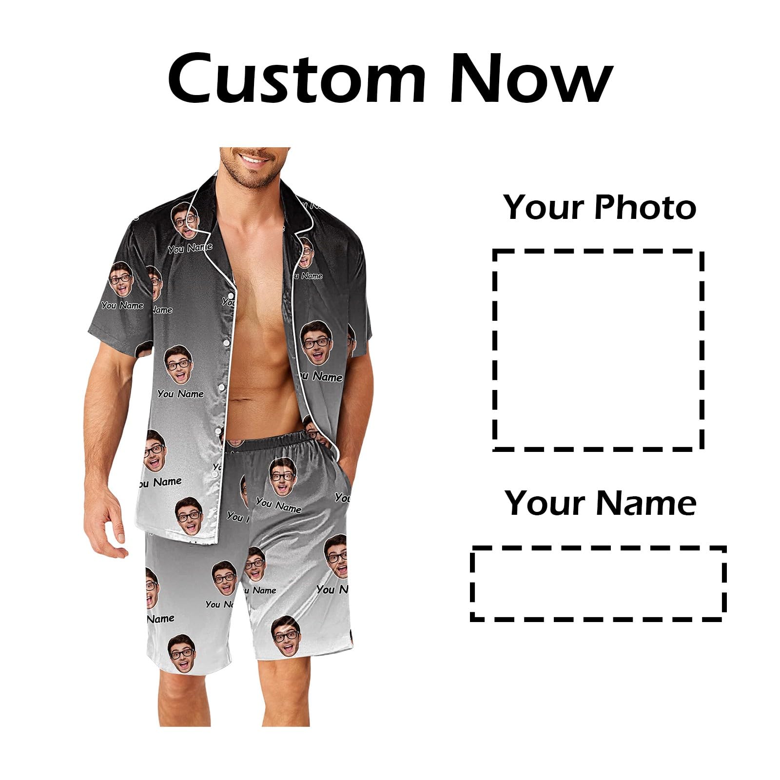 Generisch Pijama de rizo para hombre, 58 pantalones divertidos para hombres y mujeres, parejas a juego, unisex, nombre personalizado, albornoz bordado