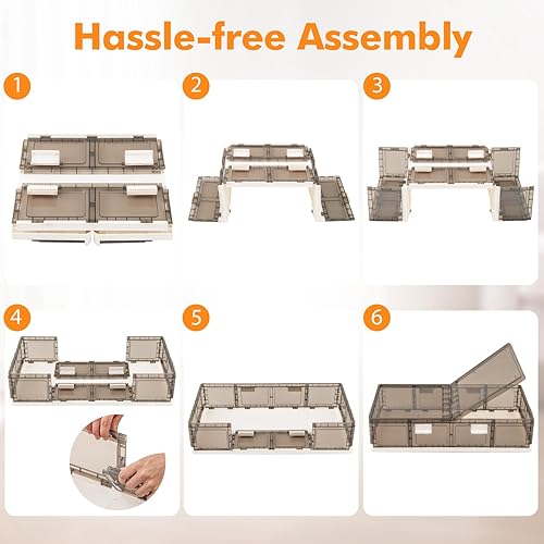 Miniatura 9 de Tangkula Contenedores de almacenamiento de 26.5 galones debajo de la cama, paquete de 2 contenedores de almacenamiento apilables de plástico con