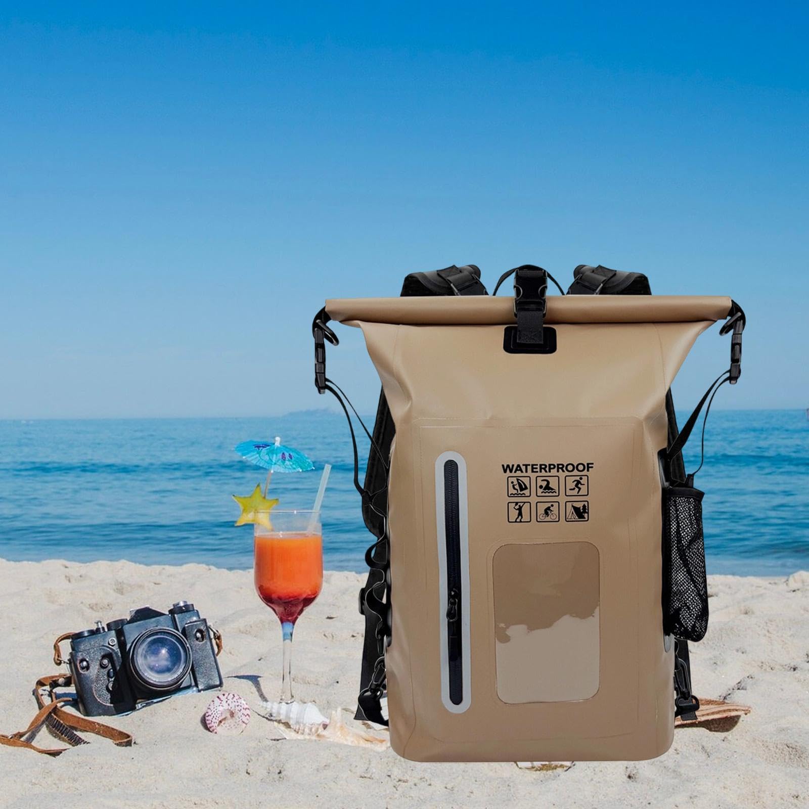 LOVIVER Borsa Impermeabile da 25 Litri, Custodia Resistente all'Usura, Zaino Impermeabile Multifunzionale per Kayak da Vela.