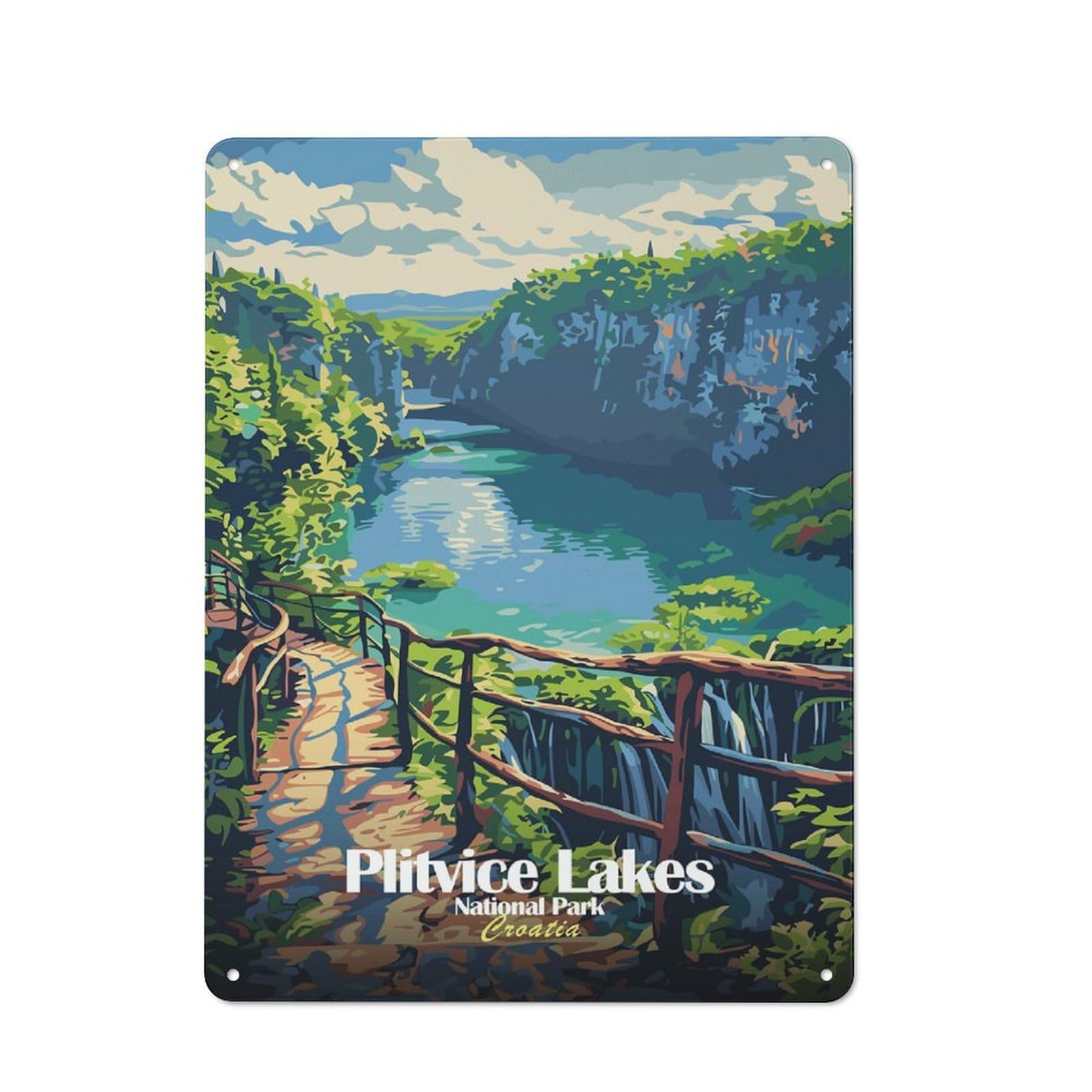 Junmoney Style-13 Plitvice Lakes National Park Croatia Classic Metal Wall Decor 40X30cm, Metal Wall Plaque For Hobby Room, Office, Lounge Or Living Room