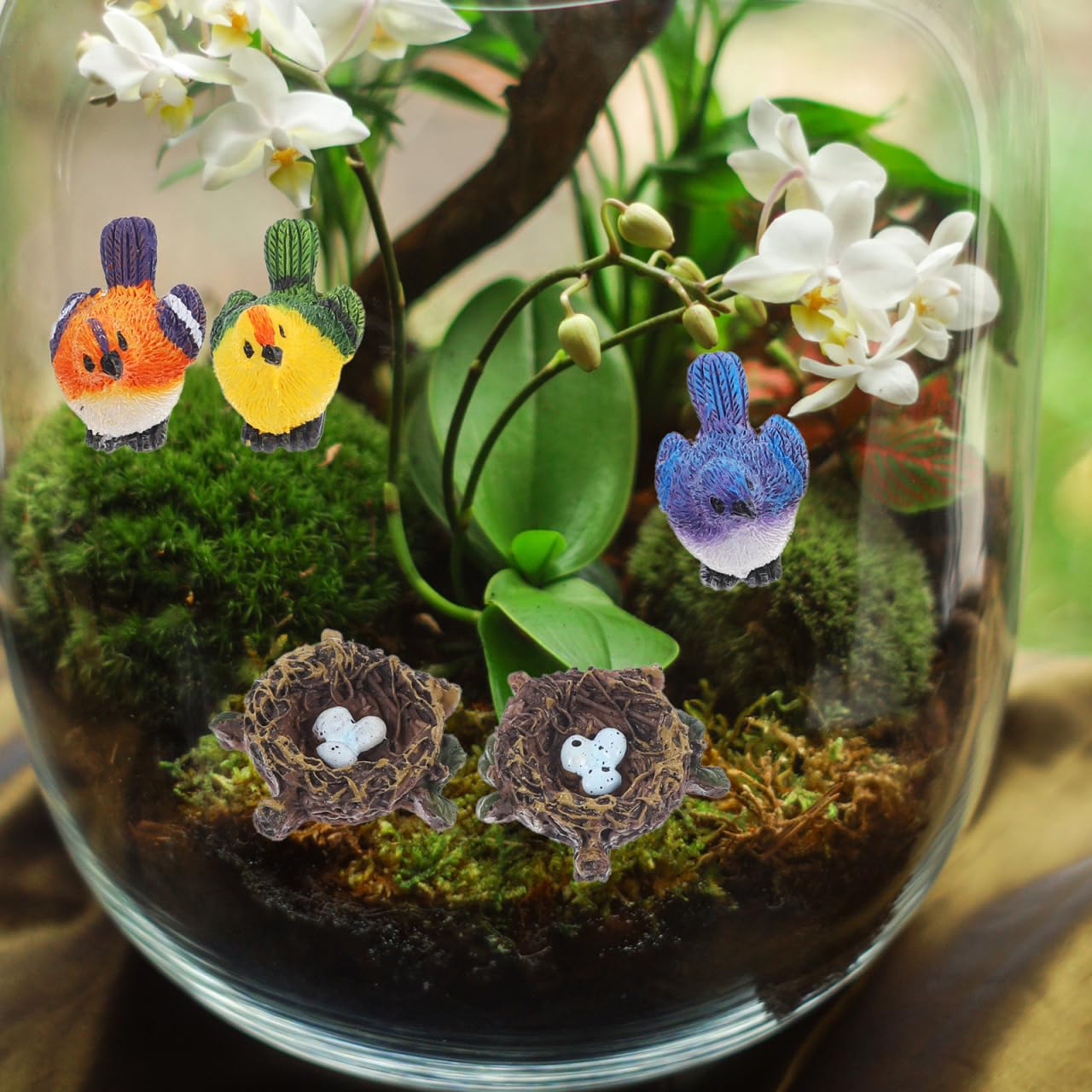 BESPORTBLE 1 Set Small Artificial Bird Nest Dollhouse Miniature Birds Mini House Kit Decorative Resin Birds Decor Tabletop Decoration Decorative Small Resin Mini Bird Nest Clip - Image 4