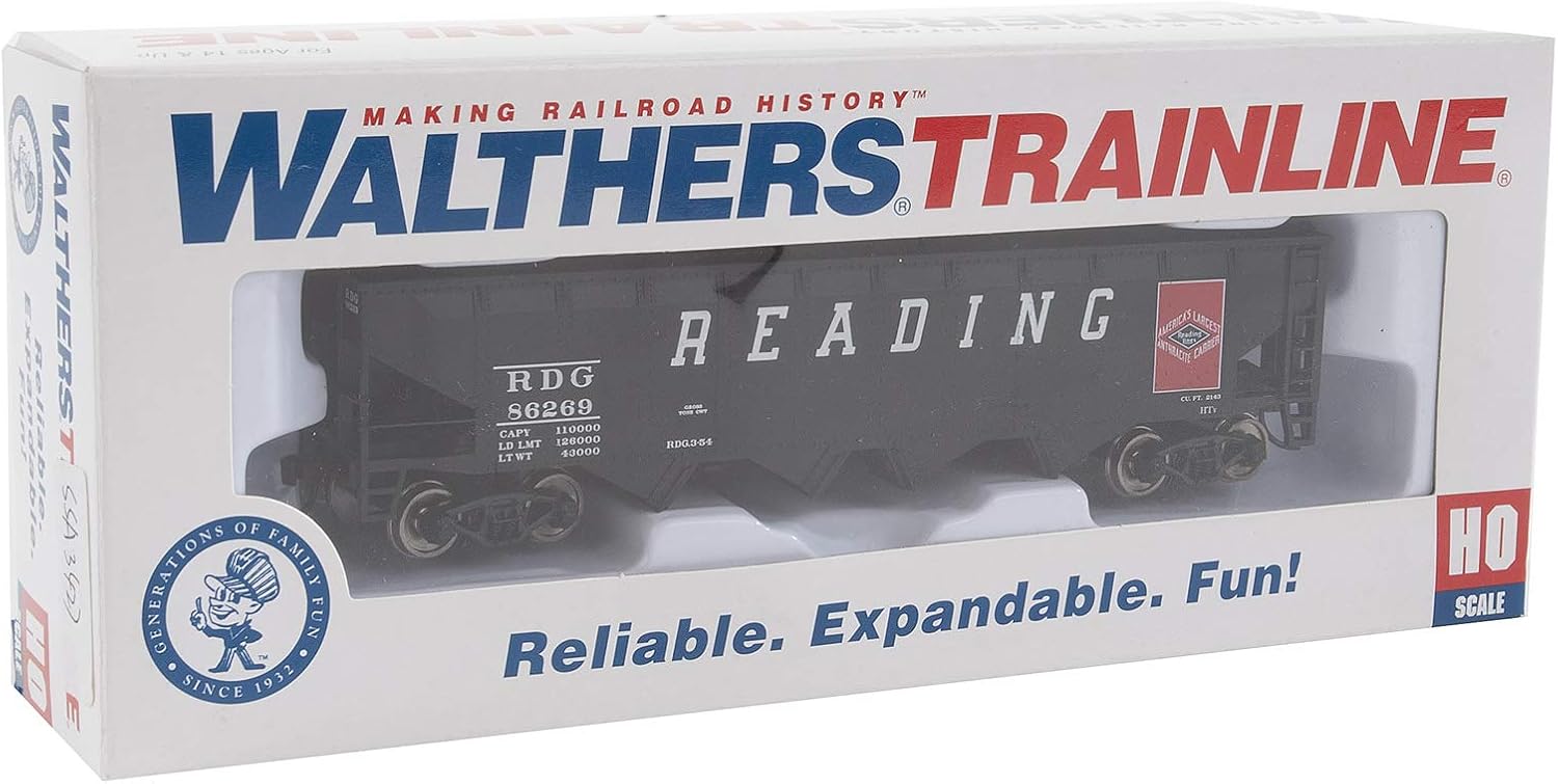 WalthersTrainline Ready to Run Reading Offset Hopper, Black/Red