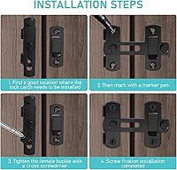 Vista 3 de 4 cerraduras y pestillos para puertas corredizas de granero de 180°, cerraduras de puerta corrediza de granero, cerradura de hebilla de perno