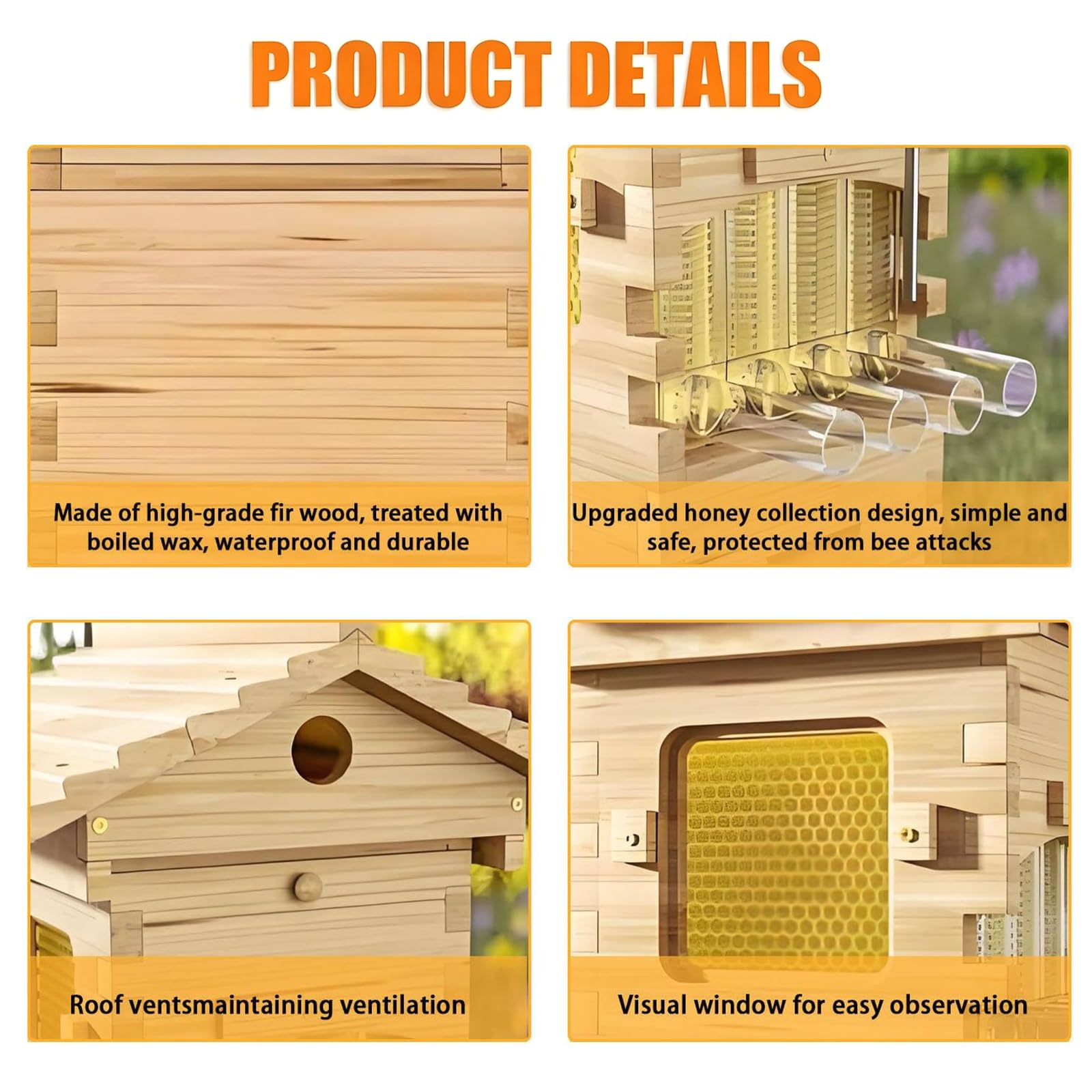 Beehive Kit de Ruche Automatique,Kit d'apiculture pour débutants : Ruche cirée complète avec extracteur de Miel, sans déranger Les Abeilles, idéal pour Les débutants.