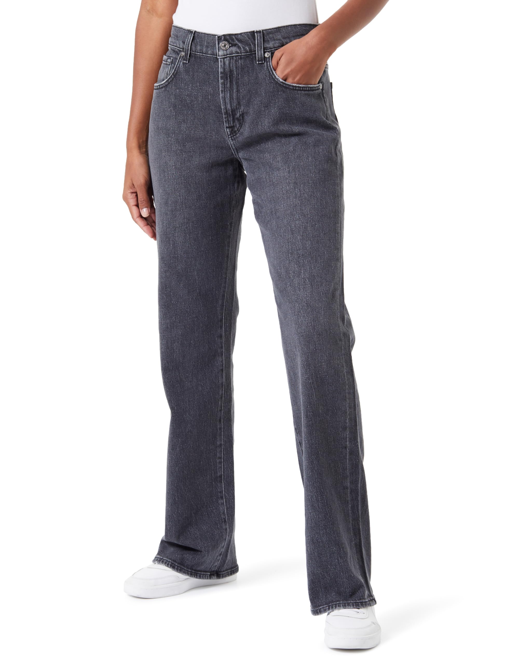 7 For All Mankind Tess Trouser Onyx Jeans, Grey, 24 De Las Mujeres