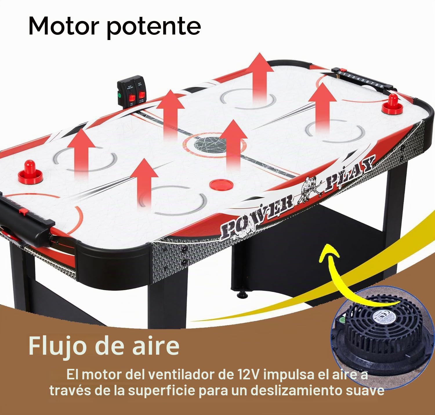 Mesa de Hockey de Aire de 4 pies para Interior Digital, Juego de Hockey con 2 Discos, 2 Pushers para Adultos