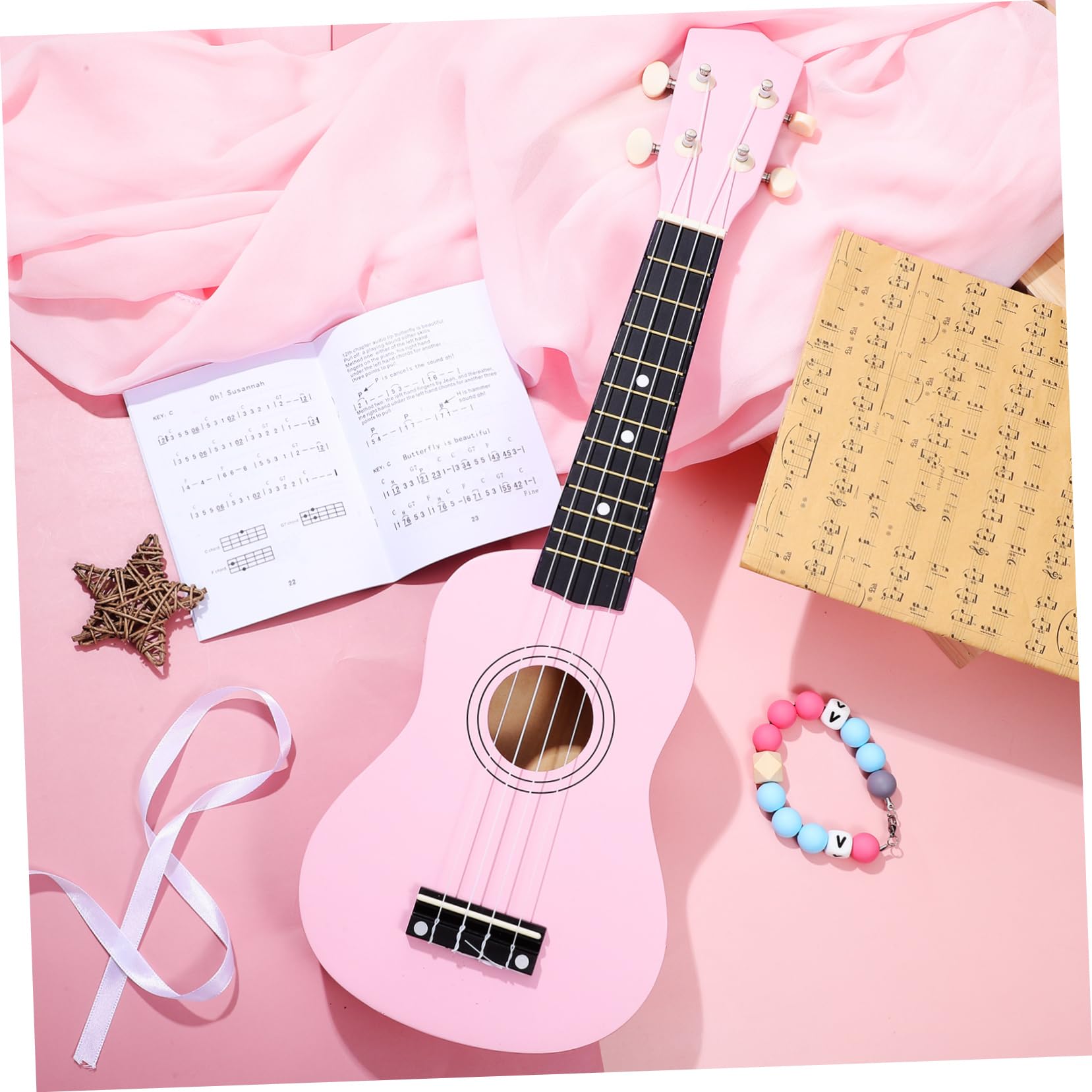 Ukulélé de Tilleul avec Sac Cordes de Rechange et Médiator Instrument Musical pour Garçon Fille et Adultes pour Débutants