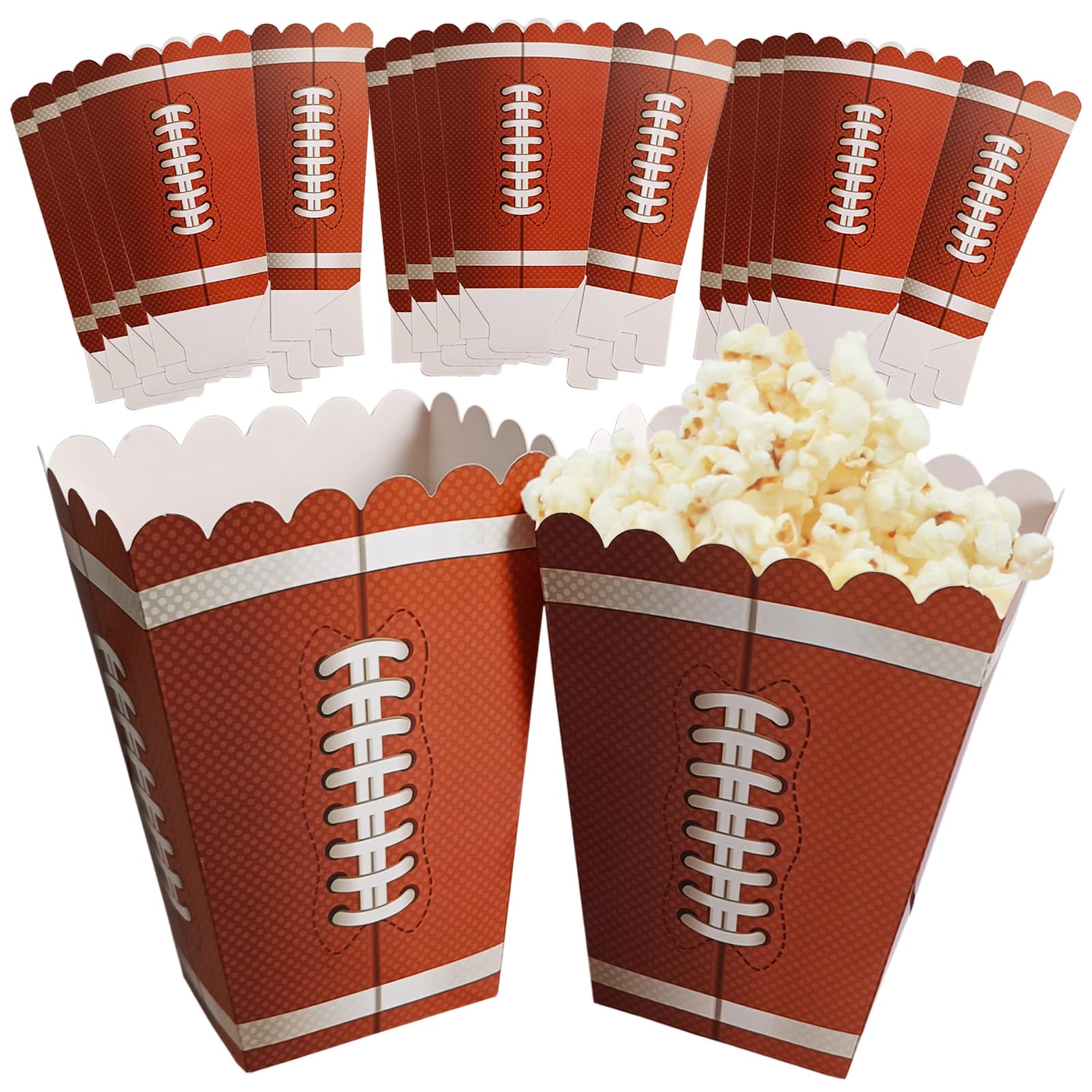 12 Pcs Football Popcorn Boxes Paper Football Party Popcorn Buckets Football Game Day Supplies for Football Themed Birthday Party Taligate Party Favors