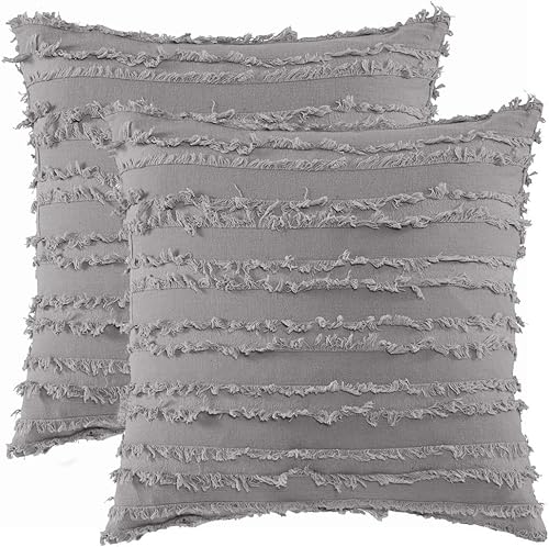 Miniatura 2 de Gigizaza - Juego de 2 fundas de almohada de algodón a rayas, para sofá, decoración del hogar, 18 x 18 pulgadas, color amarillo