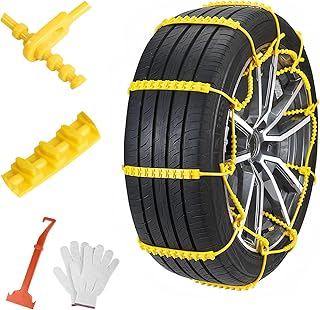 Fohil Snow Chains 10 Pcs Adjustable Anti-Slip Wheel Chains for Car Truck SUV Tires Road Surface Snowy Roads Safety Ice Mud Climbing Width 145-295 mm