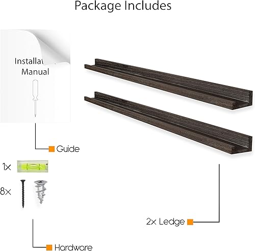 Miniatura 7 de Rustic State Ted Marco estrecho de madera para montaje en pared, estante flotante para sala de estar, oficina, cocina, dormitorio, decoración de