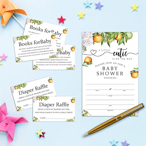 Miniatura 3 de Greenery - Tarjetas de invitación para baby shower con sobres, boletos para rifas de pañales, juego de 100 piezas para bebé, fiesta de revelación de