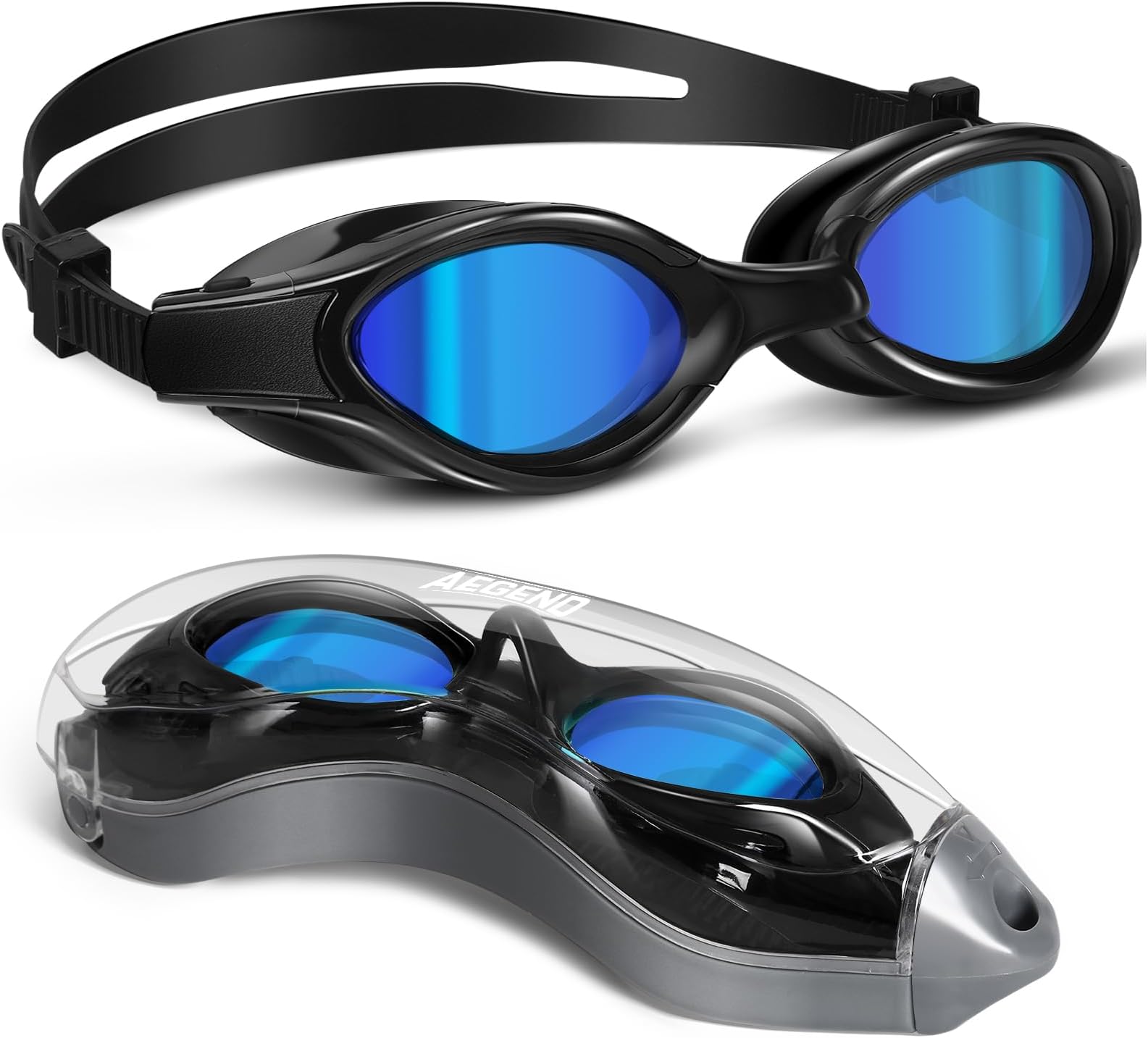 Aegend Polarized Swim Goggles, Upgraded Swimming Goggles High Nose Bridge Soft Silicone Anti-Fog No Leakage Adults Men Women