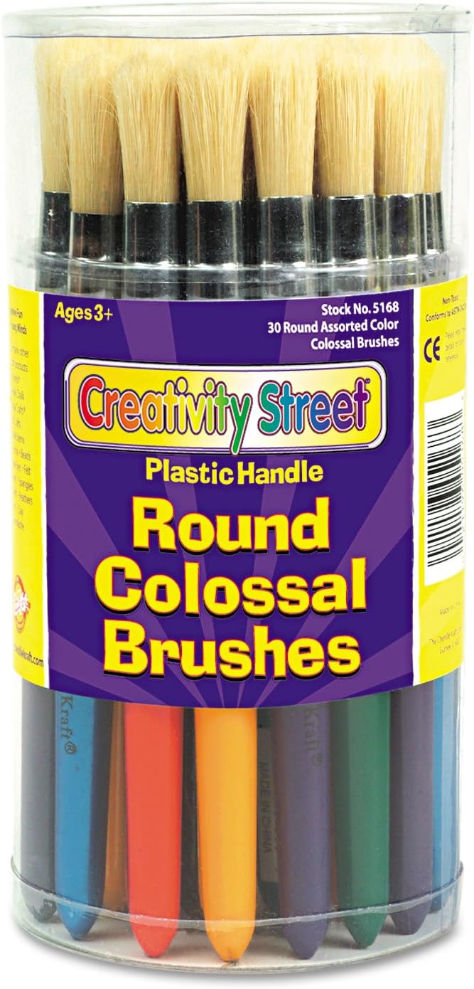 Creativity Street 5168 Colossal Brush, Natural Bristle, Round, 30/Set