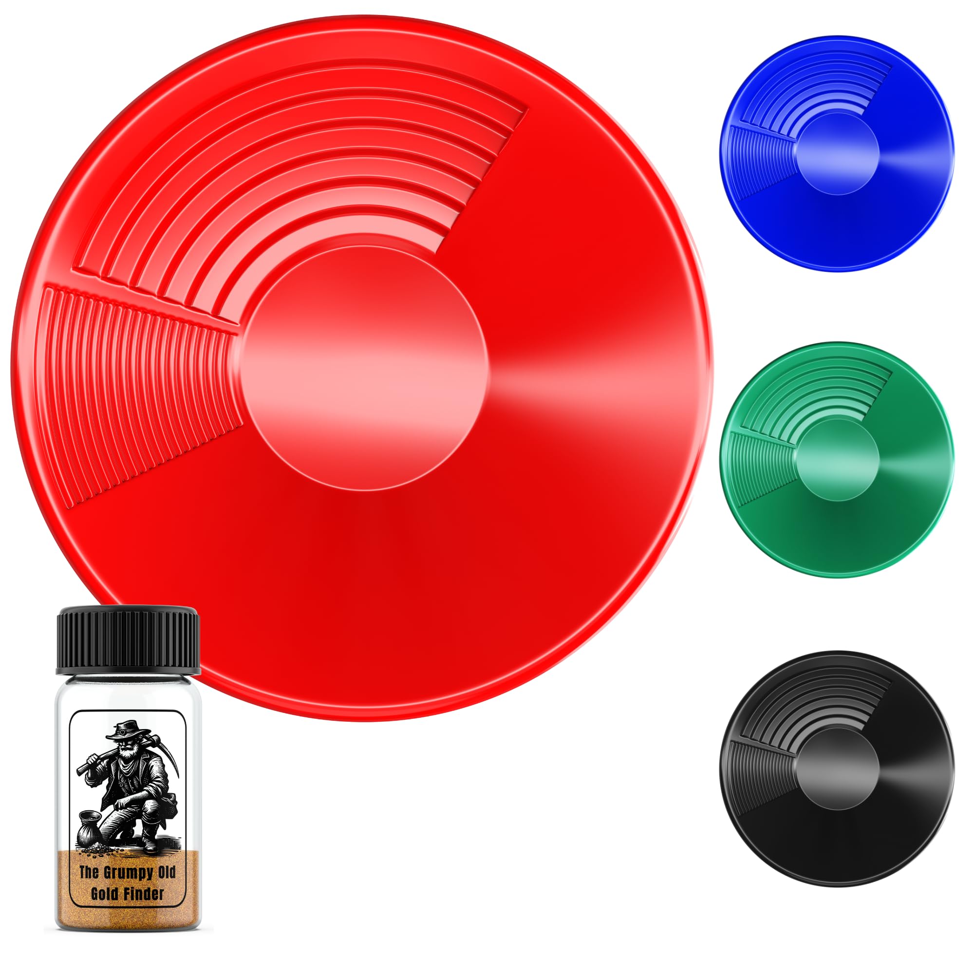 The Grumpy Old Gold Finder Gold Pan, 380mm Extra Large Dual Riffle For Gold Panning, Washing, Sieveing Or For Use With Gold Panning kit Multiple Colours Available (Red)