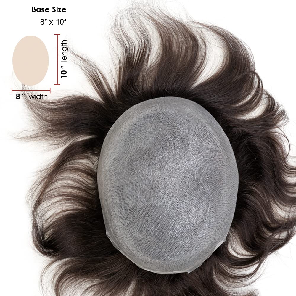 Lordhair Human Hair S1-V 0.06mm Super Thin Skin V-looped Stock Mens Hair Pieces Dark Brown Color 2, #2 - Image 3