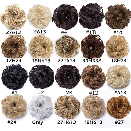 Miniatura 7 de Pelo sintético elástico Scrunchie rizado chignons cuerda de pelo natural falso moño rizado clip en el pelo colas de caballo extensiones granate