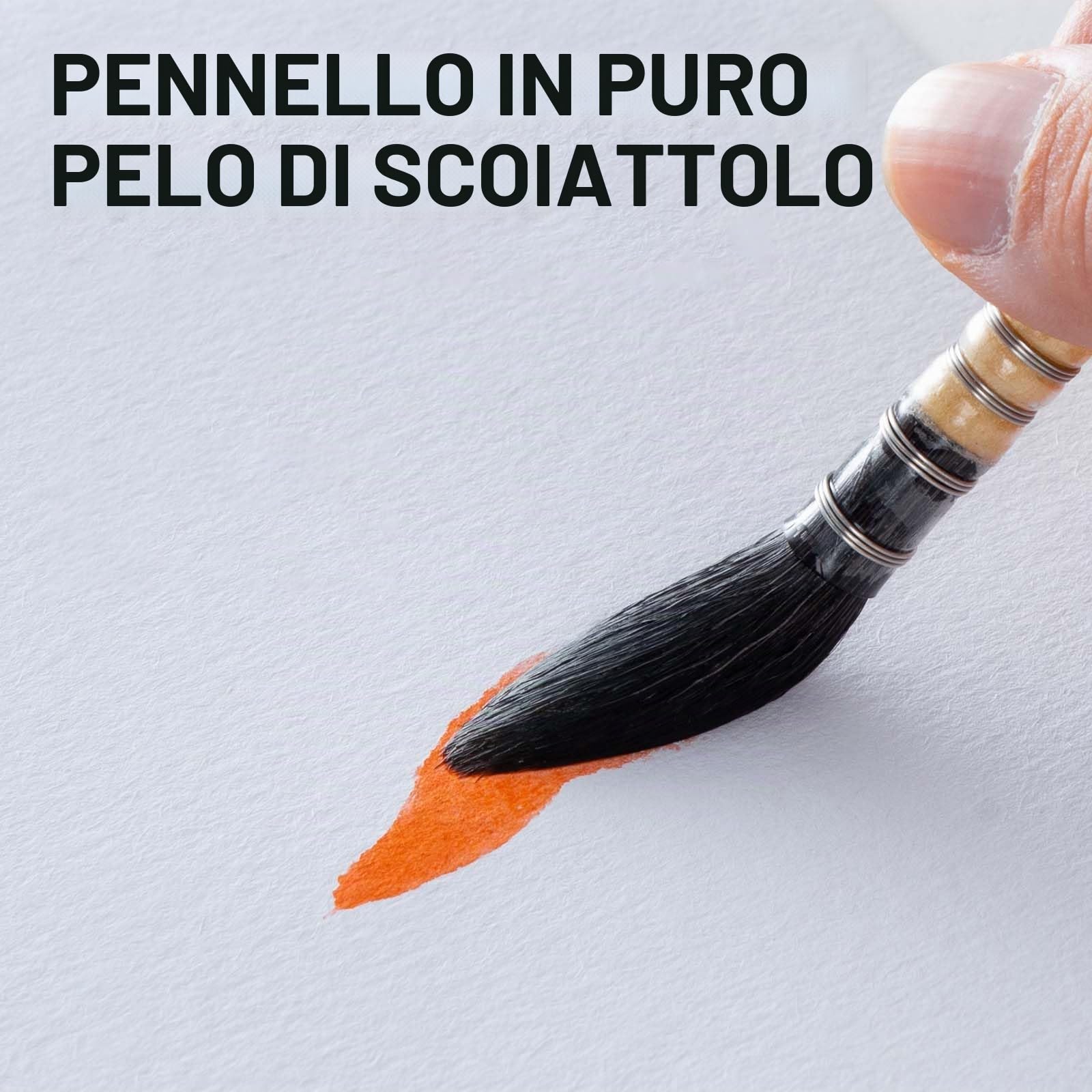 COOZEE Pennello per artisti, pennello professionale per acquerelli con peli naturali di scoiattolo, set di pennelli rotondi a punta perfetta per acquerelli, pittura acrilica a guazzo (4 pennelli)