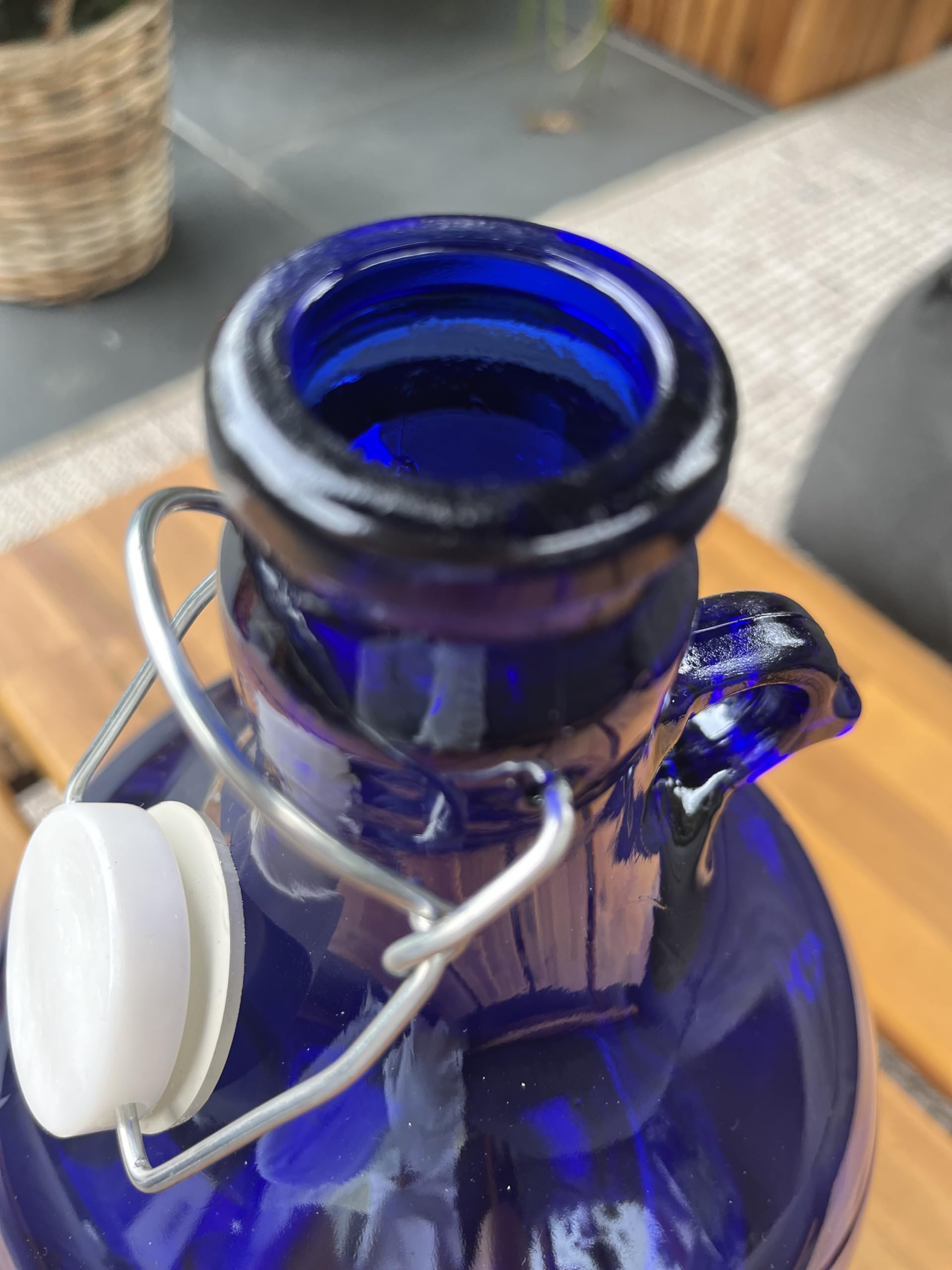 lilawelt24 4x 5L blaue Flasche mit Bügelverschluss Bügelflasche GLASBALLON Weinballon GÄRBALLON GLASFLASCHE Gallone Leer zum Befüllen blaue mit rundem Griff zur Aufbewahrung von Wasser(4x 5L)