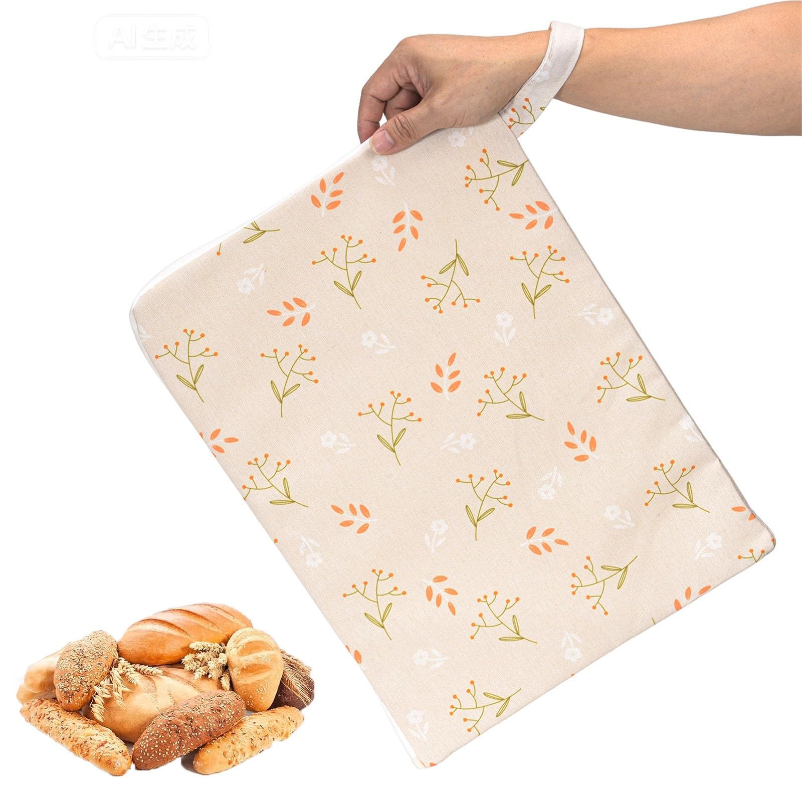 SQOYEI Homemade Linen Beeswax Bread Bag Refrigerated Fresh Keeping Sourdough Bread Bags Reusable Bread Storage Bags Portable for Schools