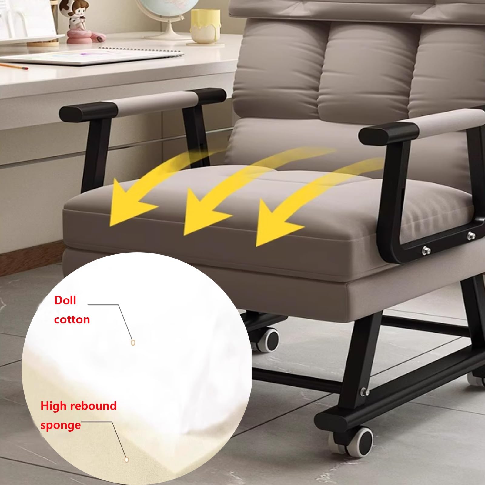 Umwandelbarer Bürostuhl 3 In 1 Schlafsessel Mit Bettfunktion Relaxsessel Mit 5-Fach Verstellbare Rückenlehne Sofabett Klappbar Für Wohnzimmer Zuhause Büro(Multi-Colored,65 * 59 * 99cm)