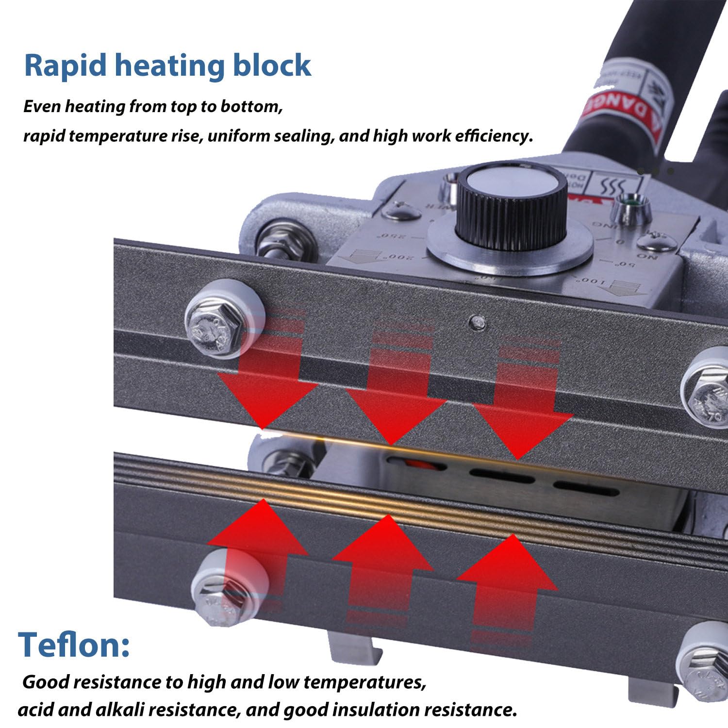 Sellador térmico de mano, resellador de bolsas multiusos portátil para uso alimentario e industrial, revestimiento de teflón, ideal para cocina, 300 mm