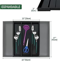 Vista 3 de Utoplike Organizador de cajones de cocina expandible de bambú y 4 separadores de cajones de cocina de bambú (16.53-21.6 pulgadas)