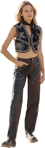 Nasty Gal Faux Leather Studded Straight Leg Trouser