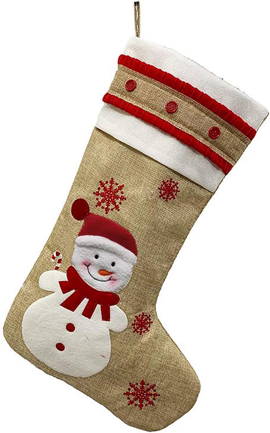 Astonlink Christmas Stockings with Holders, 18" Big 3D Embroidered Family Burlap Xmas Stockings with Holders for Christmas Decorations Hanging Ornament Kids Party