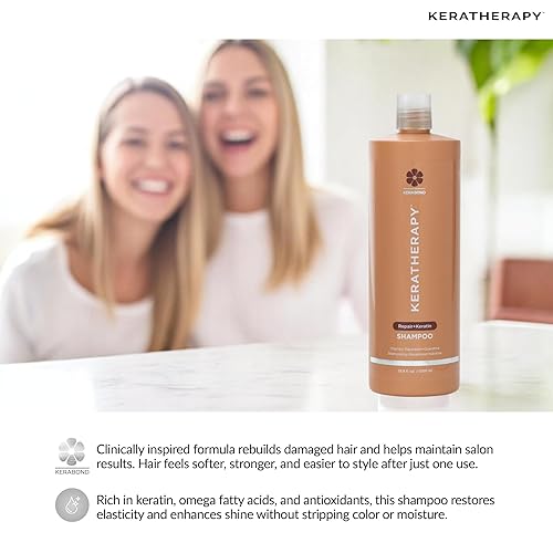Miniatura 4 de KERATHERAPY KeratinFIXX Champú reparador con infusión de queratina, 33.8 onzas líquidas, 33.8 fl oz – Champú reparador para cabello seco, dañado o