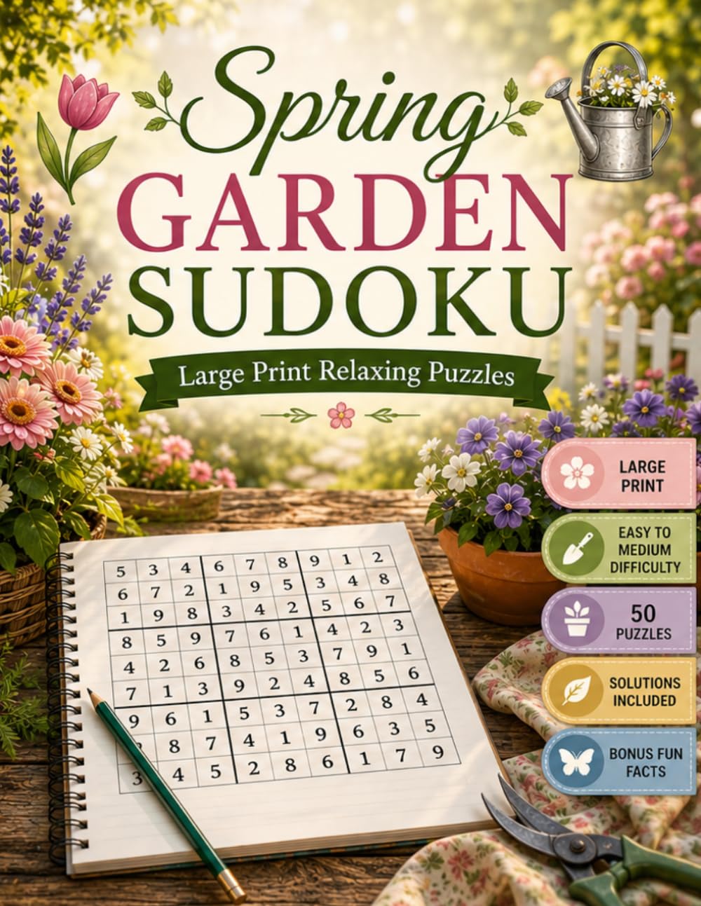 Spring Garden Sudoku: Large print garden-themed sudoku with a fresh springtime feel | Spring Garden Sudoku Edition (Lifestyle Escape Sudoku Series)