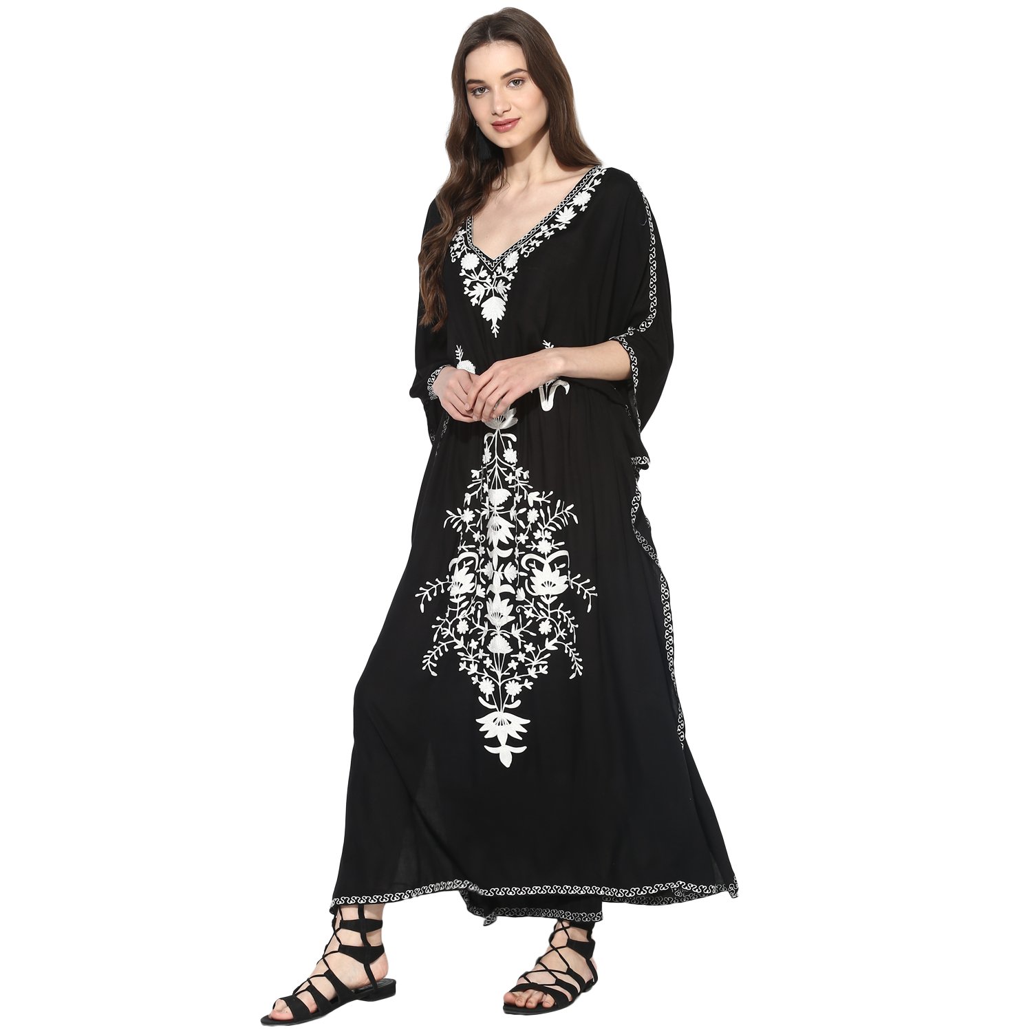 craftbazar Women's Boho Embroidered Kaftan-picture-43