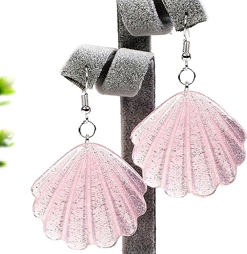Miniatura 7 de Long tiantian Aretes de concha rosa para mujer, aretes colgantes de conchas marinas, collar, aretes de corazón rosa, juego de collar, aretes de