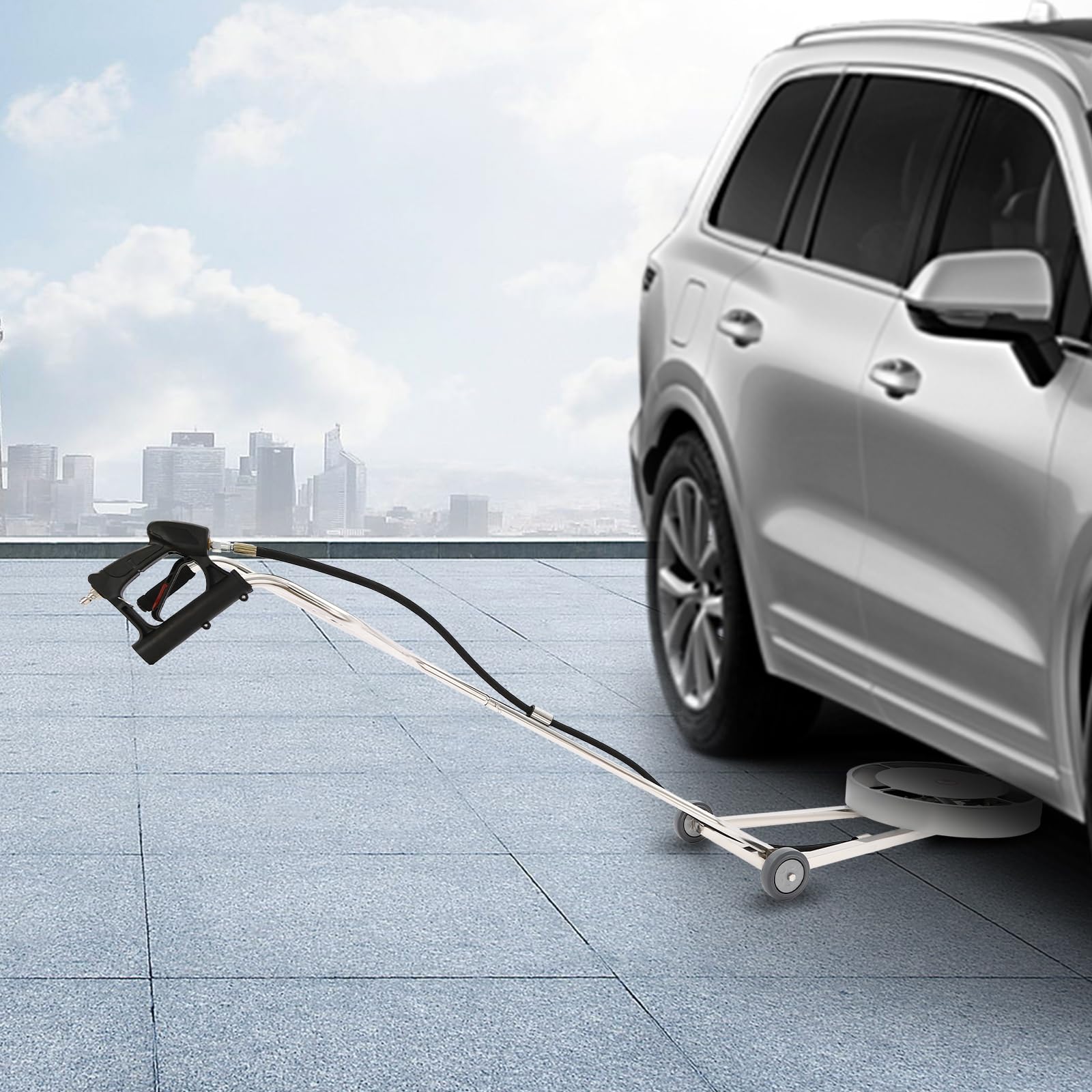 Limpiador de alta presión, limpiador de chasis de coche, con boquilla y ruedas de aluminio y acero inoxidable para camiones SUV y vehículos de construcción