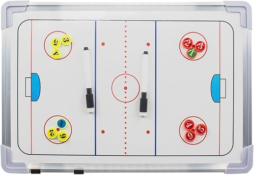 Double-Sided Ice Hockey Coaching Whiteboard Full & Half Rink Tactics Board with Player Markers