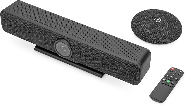 DIGITUS 4K All-In-One Video Bar Pro - System wideokonferencyjny - 4 mikrofony i 1 mikrofon stołowy, 1 głośnik - Czarny