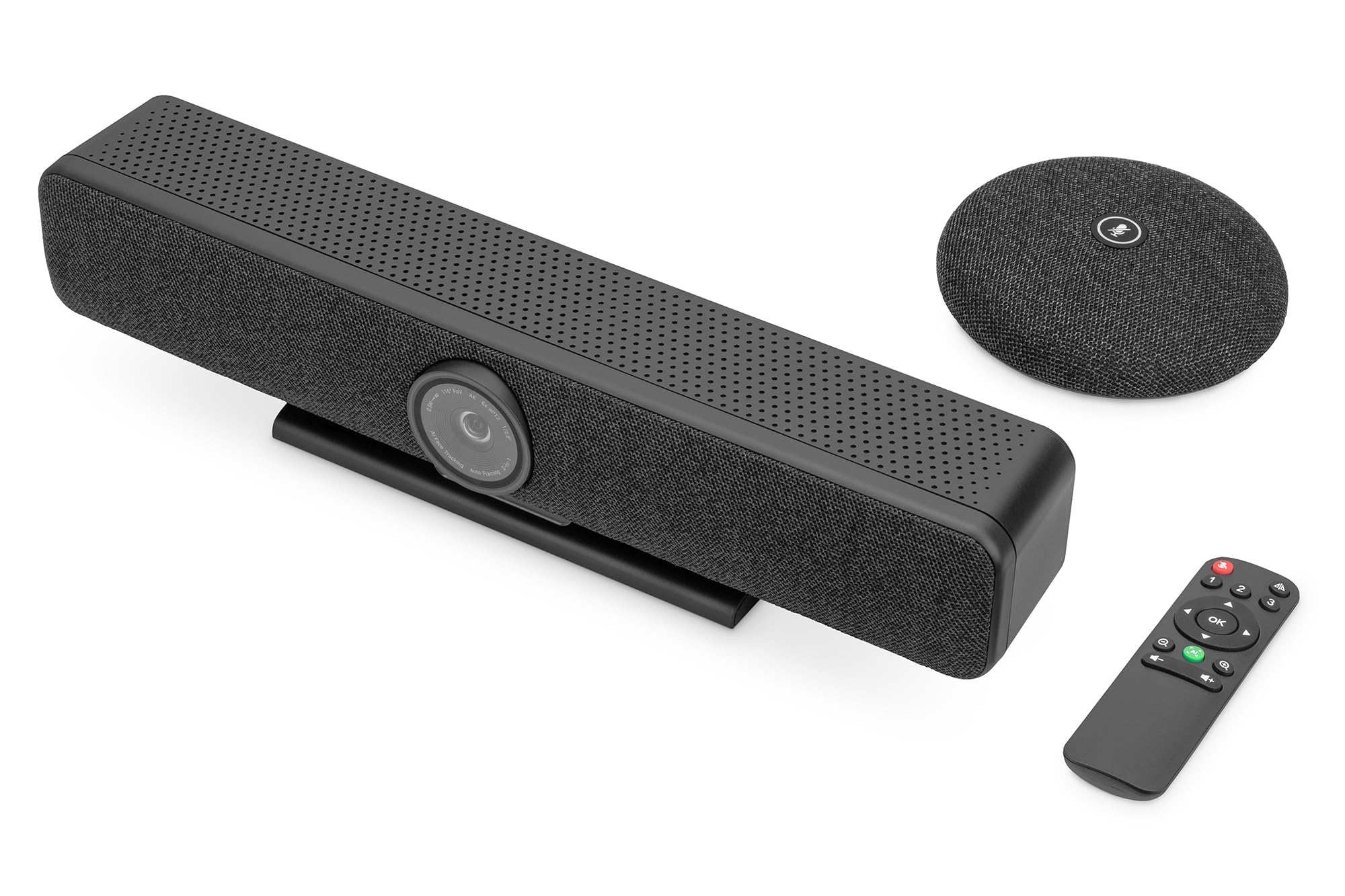 DIGITUS DS-55580 Video Bar Pro, system wideokonferencyjny - kamera internetowa 4K UHD 30 Hz ePTZ - 1 mikrofon biurkowy i 4 mikrofony wewnętrzne - głośniki - automatyczna regulacja ostrości i zoomu