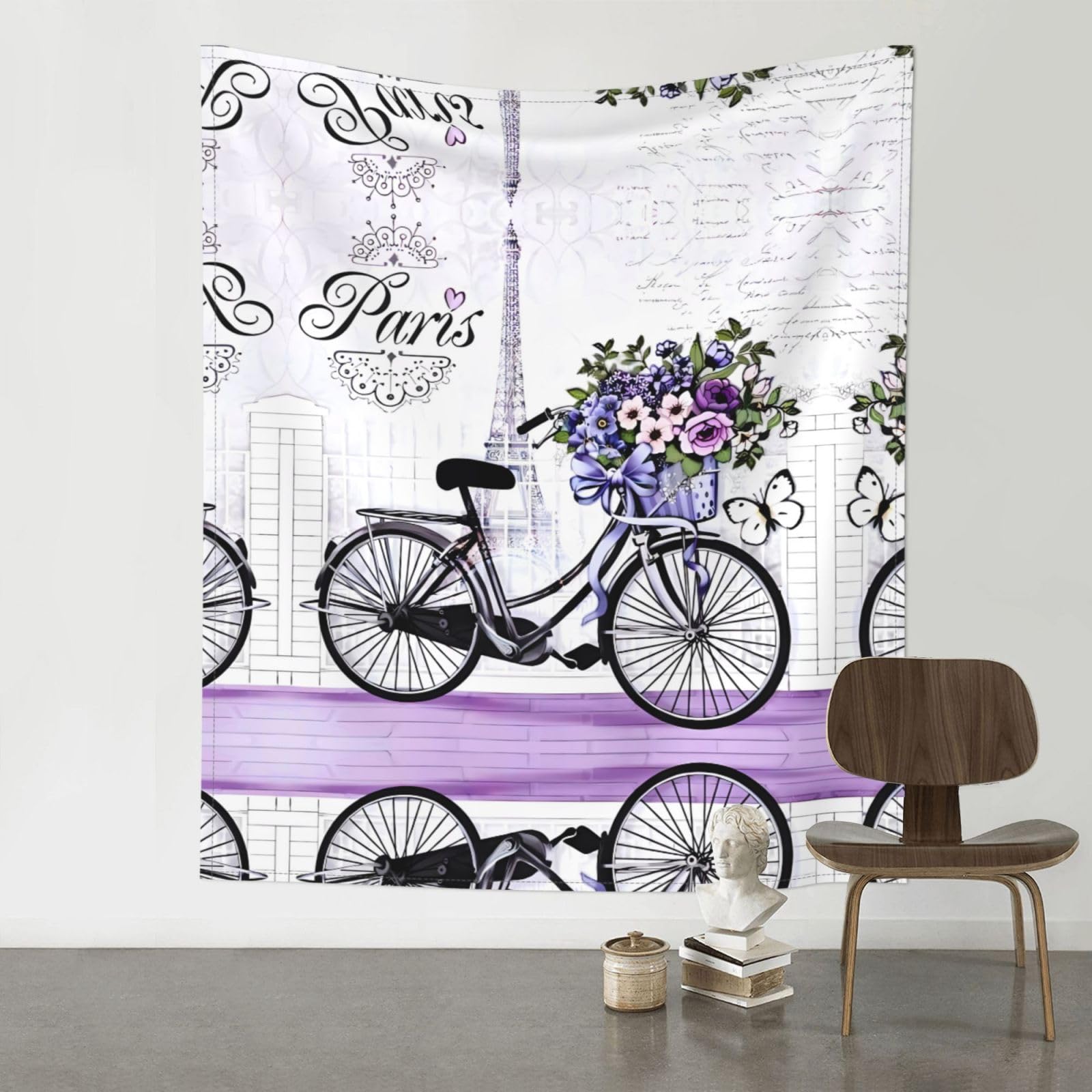 YYHWHJDE Love on the bike Prints Wall Tapestry 60x51in - Boho Dorm Decor Throw Blanket - Beach Picnic Blanket - Versatile Home Accent