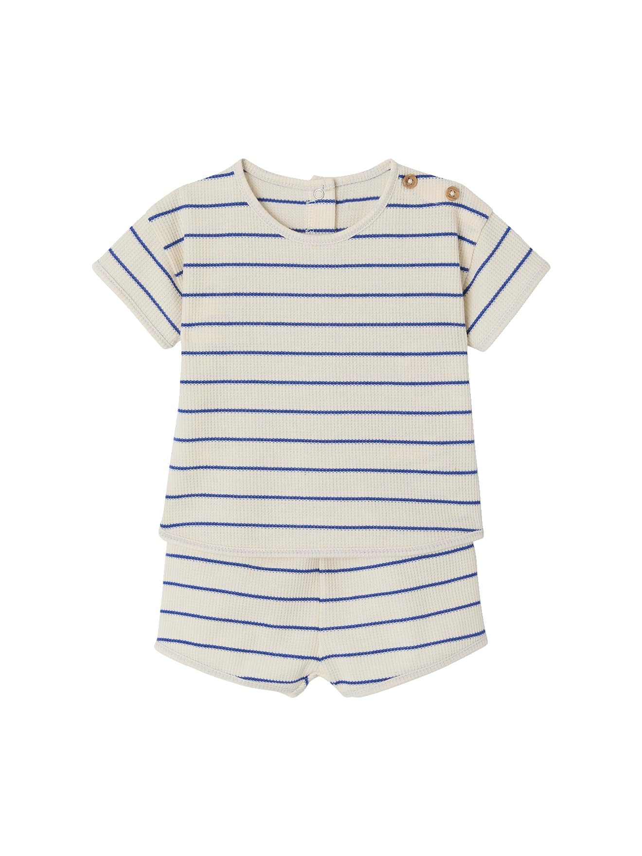VERTBAUDET Ensemble naissance nid d'abeille tee-​shirt et short écru 18M(81CM)