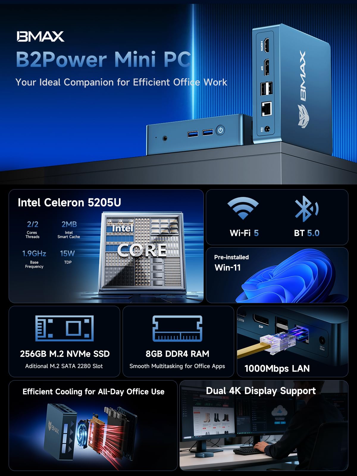 Amazon.co.jp: Bmax B2 Power Mini PC、Intel Celeron 5205U (2C/2T